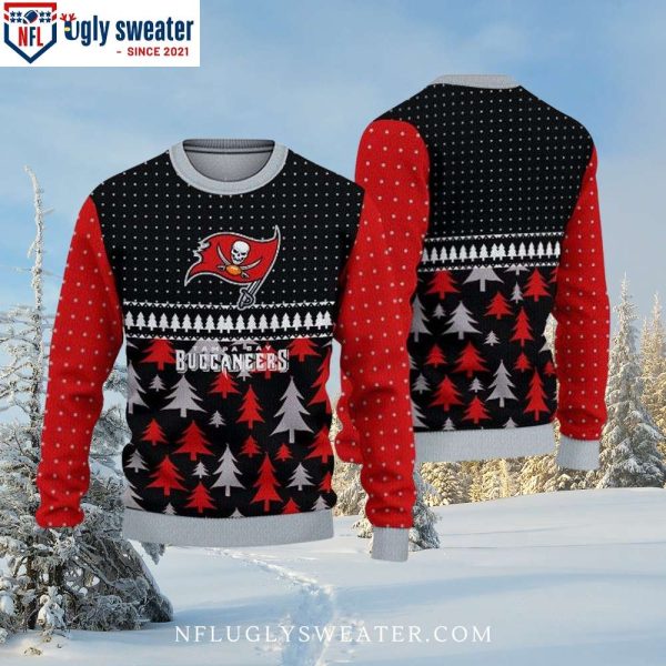 Tampa Bay Buccaneers Black And Red Forest Pattern Ugly Xmas Sweater