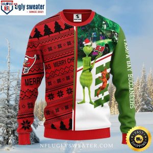 Tampa Bay Buccaneers Grinch And Scooby-Doo With Christmas Truck Ugly Sweater