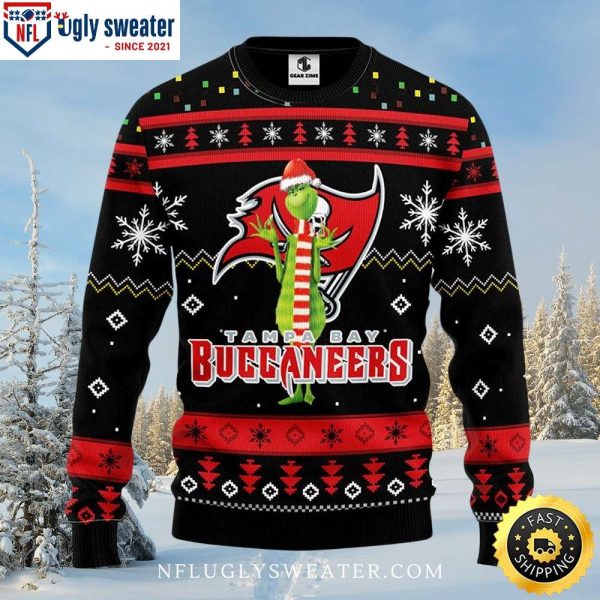 Tampa Bay Buccaneers Grinch Black Festive Ugly Xmas Sweater