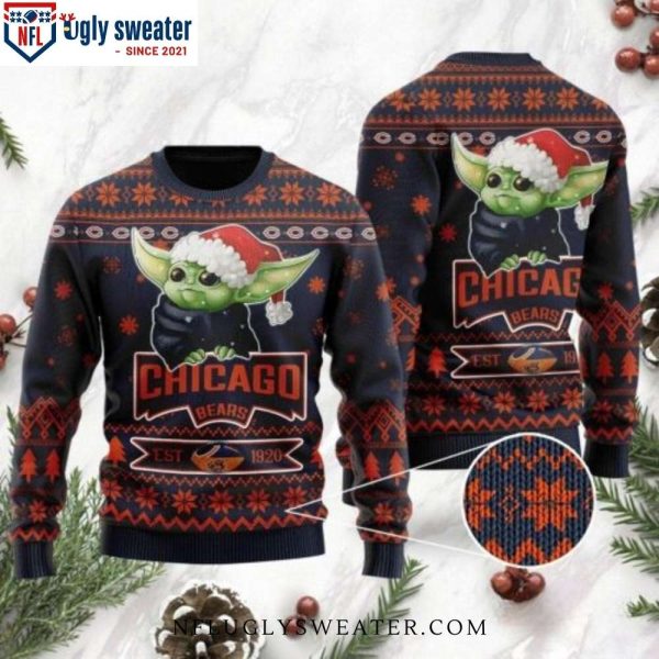 The Force Of Christmas – Chicago Bears Logo Baby Yoda Grogu Ugly Sweater