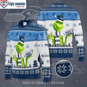 The Grinch Graphic Snowflake Seattle Seahawks Ugly Christmas Sweater