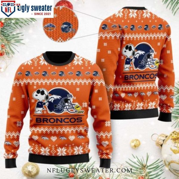 The Snoopy Show Football Helmet Denver Broncos Ugly Christmas Sweater