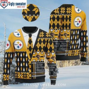 Tie-Inspired Steelers Ugly Christmas Sweater – Cardigan Style Perfect Gift For Him