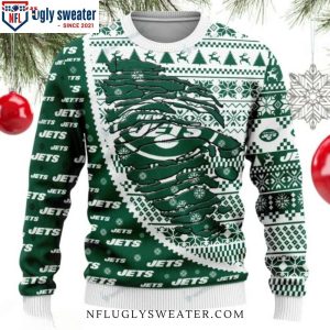 Torn Logo Jets Ugly Xmas Sweater – Fierce Ripped Style For The Holidays