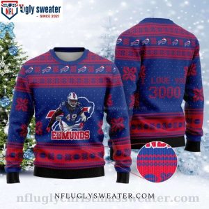 Tremaine Edmunds Number 49 Buffalo Bills Ugly Christmas Sweater – Gifts For Him