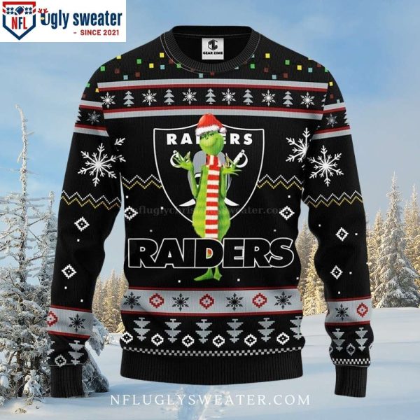 Trendy Oakland Raiders Ugly Christmas Sweater with Grinch Design – Perfect Gift For Him