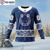 Snowy Colts Logo And Winter Wonderland Ugly Christmas Sweater