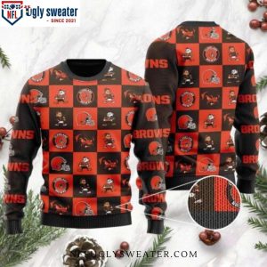 Ugly Christmas Sweater Cleveland Browns – Logo Checkered Flannel Design