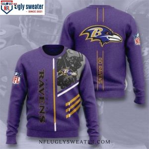 Ugly Christmas Sweater Featuring Baltimore Ravens Graphic Logo