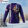 Ugly Christmas Sweater Featuring Baltimore Ravens Graphic Logo