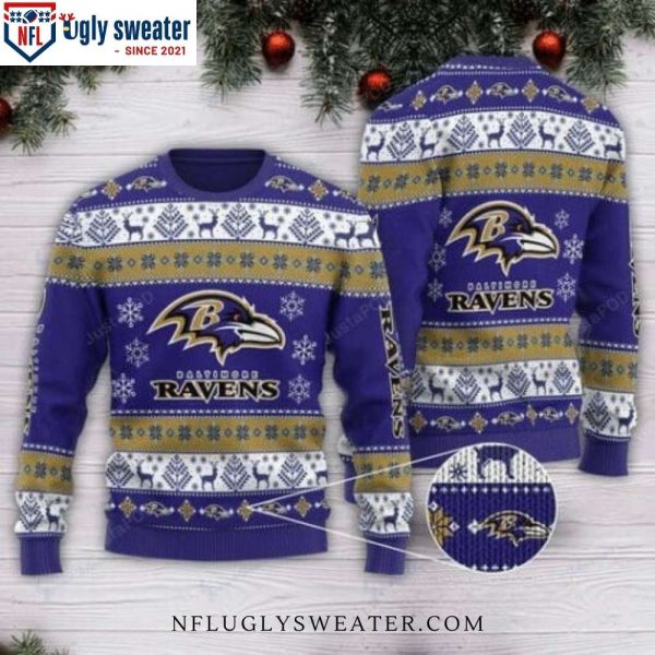 Unique Baltimore Ravens Gifts – Snow Pattern Ravens Christmas Sweater