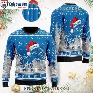 Unique Detroit Lions Gifts For Him – Santa Hat Logo Ugly Sweater