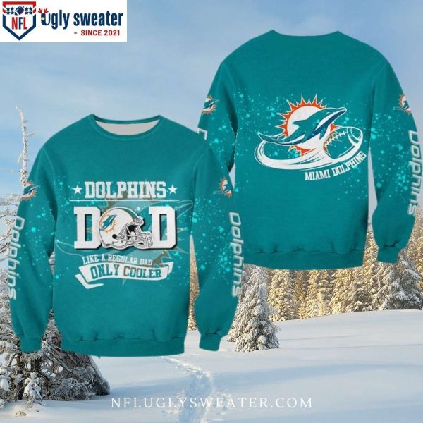 Unique Miami Dolphins Dad Like A Regular Dad Christmas Sweater For Him