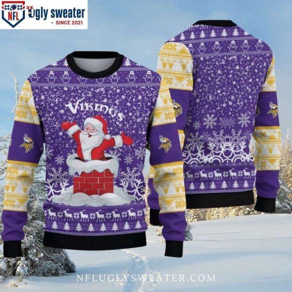 Unique Minnesota Vikings Gifts For Him – Santa Claus Chimney Sweater