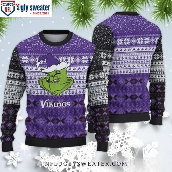 Unique Minnesota Vikings Gifts – Grinch Ugly Christmas Sweater