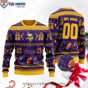 Unique Minnesota Vikings Snow Pattern Personalized Christmas Sweater