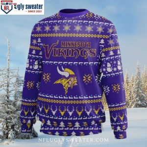 Vikings Ugly Sweater – Logo Print With Festive Christmas Motifs