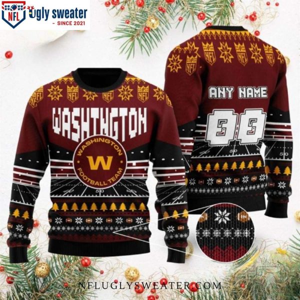 Washington Commanders Custom Name And Number Xmas Sweater