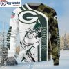 White Camo Design On Green Bay Packers Ugly Christmas Sweater