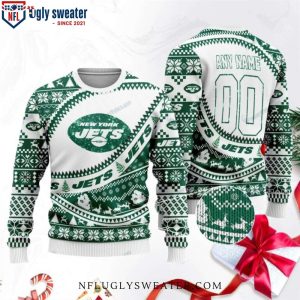 White New York Jets Custom Ugly Christmas Sweater Festive And Personalized 1