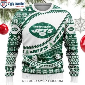 White New York Jets Custom Ugly Christmas Sweater Festive And Personalized 2