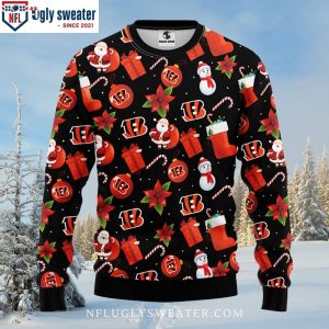 Winter Fun With Bengals – Cincinnati Bengals Santa Claus Snowman Ugly Christmas Sweater