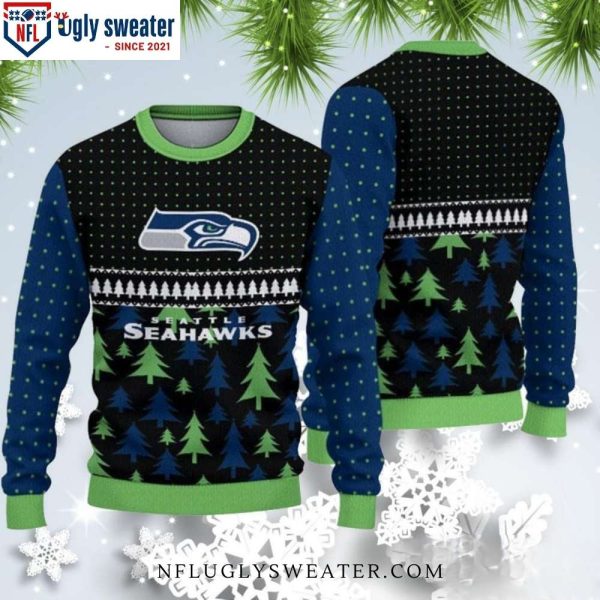 Winter Wonderland – Seattle Seahawks Pine Forest Ugly Sweater