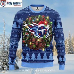 Wreath And Lights Tennessee Titans Christmas Sweater – Festive Design