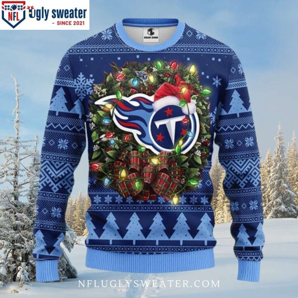 Wreath And Lights Tennessee Titans Christmas Sweater – Festive Design