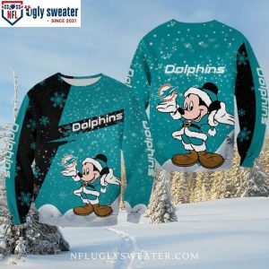 Xmas Mickey Limited Edition Miami Dolphins Ugly Christmas Sweater